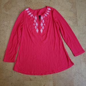 Catalina Long Sleeve Shirt Top Pink / Coral Red Woman's M